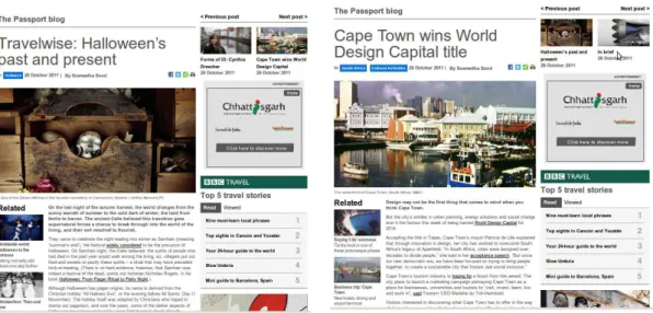 Figure 2.1.: Two sibling news pages (BBC travel blog)