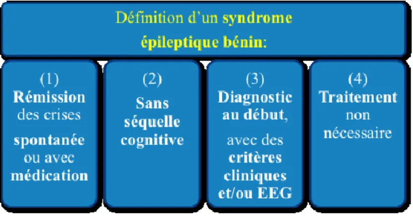 Figure 8. Résumé de la définition d’un syndrome épileptique bénin (Capovilla et al., 2009)