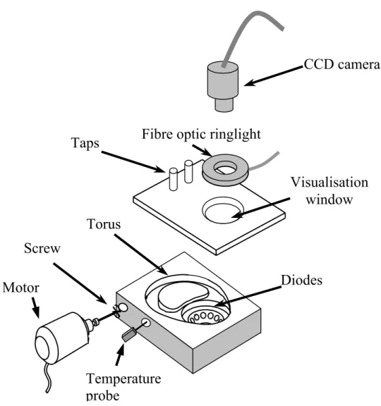 Figure 1  Taps  Screw  CCD camera  Temperature  probe  Torus 