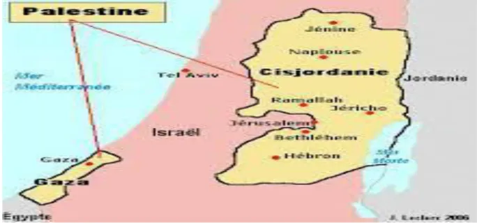 Figure 1 : Répartition de la Palestine après la guerre de 1967 