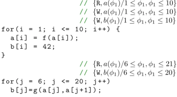 Figure 8: Example of array region analysis