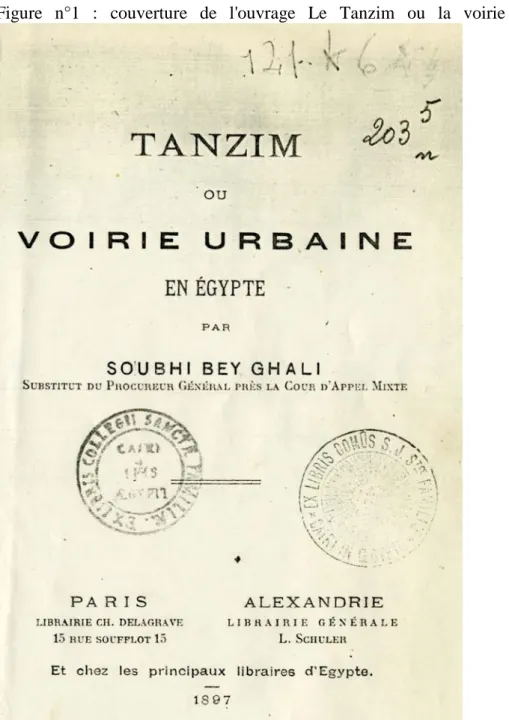 Figure n°1 : couverture de l'ouvrage Le Tanzim ou la voirie urbaine (1897) 