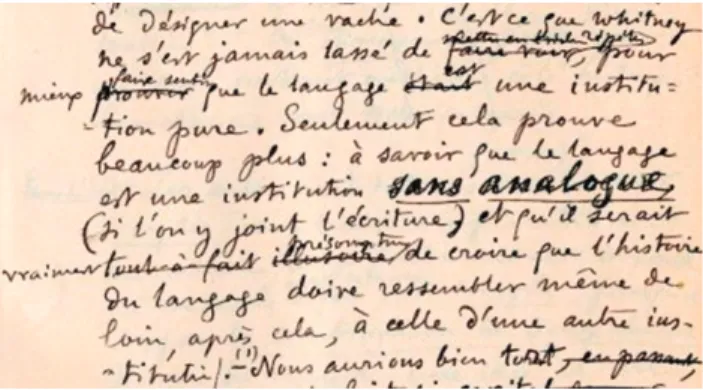 Figure 1: Saussure, Bibliothèque de Genève, Ms. fr. 3951/10, f° 18, détail.