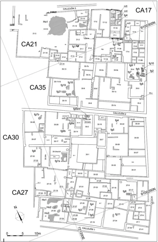 Figura 4 – Plano de los Bloques Arquitectónicos 1 (cA27 y cA30) y 2 (cA35, cA17 y cA21)