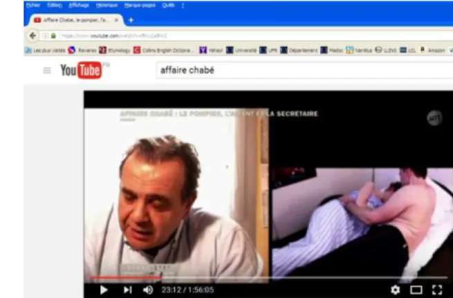 Figure 2. Split-screen showing a journalist (left)  and a reenactment scene (right)  3.3.1 Information content 