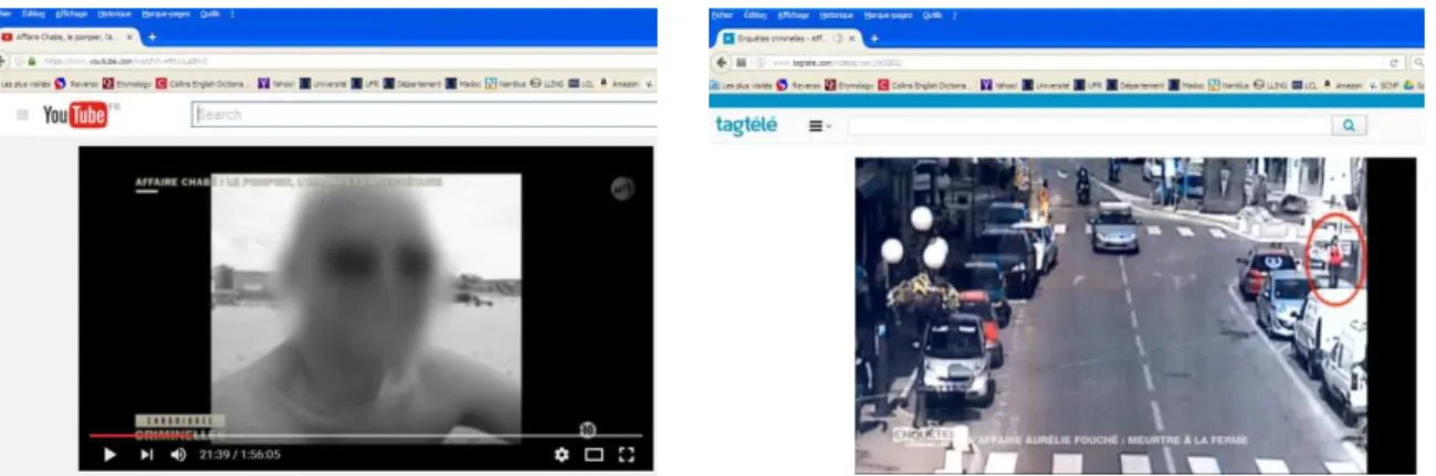Figure 3. Poor information content: best shot of lover in the Chabé case (left) and CCTV footage  of victim in the Fouché case (right) 