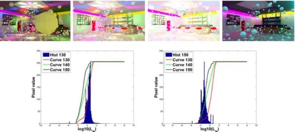 Figure 3.13: Example of temporal ltering of the tone map curve when a change of illumination occurs