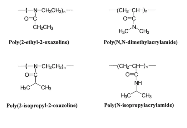 Figure 1 : Chemical structure of the repeat units of poly(2-ethyl-2-oxazoline) (PEOZ),