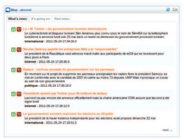 Figure 3.5: Information stream produces by WhatsUp ’s user web interface.
