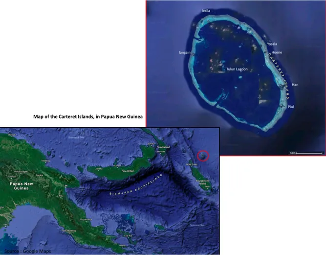 Figure 5. Geographical representation of the Carteret islands in PNG 