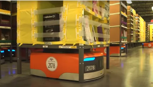 Figure 1.3: Amazon’s warehouse order picking robots [6]