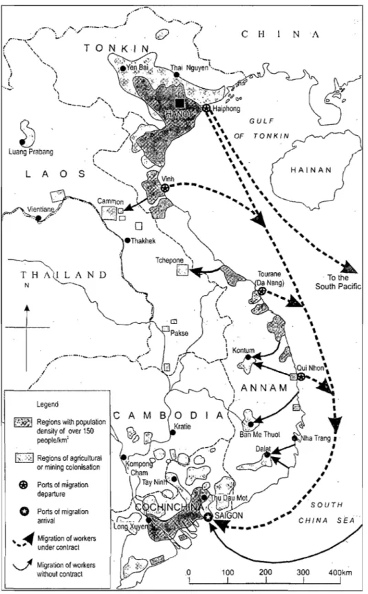 Figure  111.1:  Vif!  Nam.  Itinéraires  principaux  de  la  migration  pendant  la  périod~ 