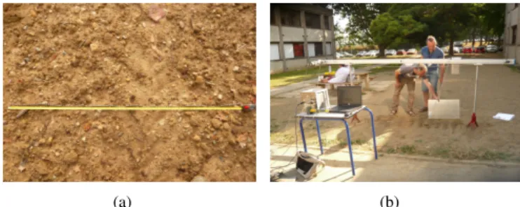 Fig. 2: Different (a) surface roughness; (b) soil moisture setting up in GB-SAR experiments.