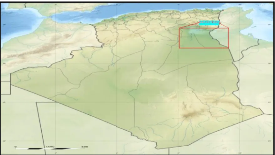 Figure I.2 Situation géographique de la région d’El Oued (Larousse, 2009).