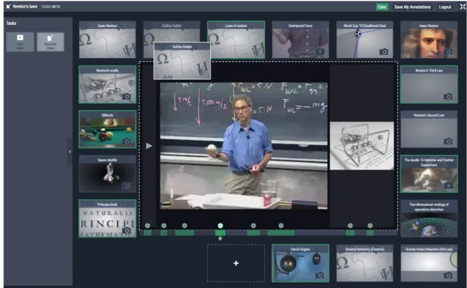 Figure 1: resource linking interface - predefined resources have to be associated by the learners at appropriate moments of the reference video document.