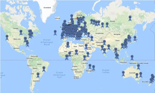 Figure 3.1 – Worlwide map of LoRa networks in May 2017 (source: http://iot.semtech.