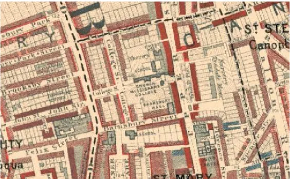 Fig. 1 Church Missionary College, 1898  Maps Descriptive of London Poverty,   fonds Charles Booth, London School of Economics