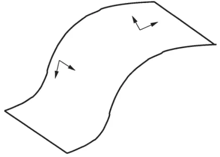 FIG. 4.1 — Illustration du concept de variété. Une variété non-linéaire de dimen sion 2 dans un espace de dimension 3
