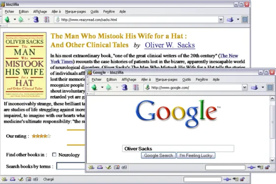 Figure 3 - Captures d'écran montrant des pages web telles que vues par des humains. 