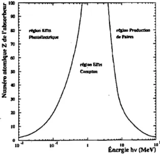 FIG.  1.1  - Importance relative  des  processus d'interaction {-matière  [KnoOO] 