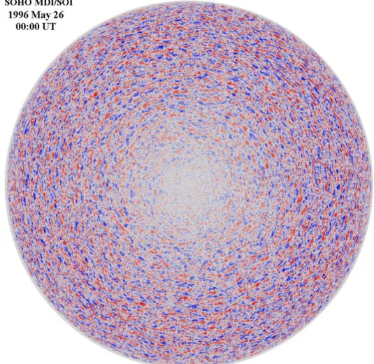 Figure 1.5: Les cellules de supergranulation. Leur diam` etre typique est de 32 Mm, et leur temps de vie d’environ un jour