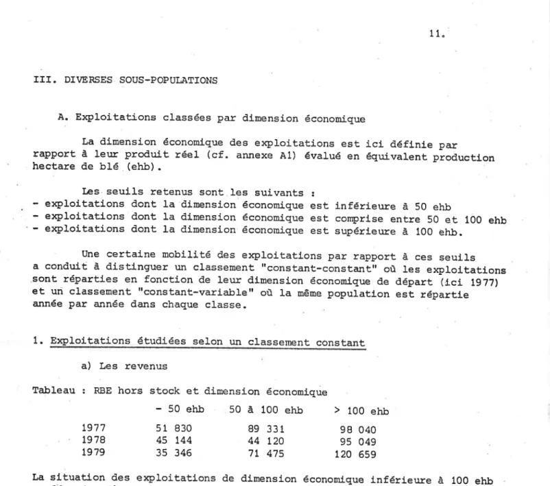 Tableau  :  RBE  hors stock  et  dLmension  économique