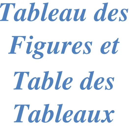 Table des  Tableaux