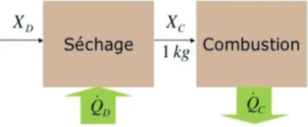 Figure 1 : Association d'un sécheur et d'une unité de combustion