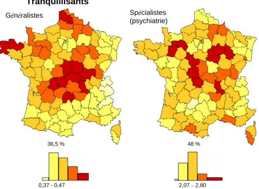 Figure I-18 Nombres de boîtes de tranquillisants prescrites par patients entre janvier et août 2004 (DSE,  2004a) 