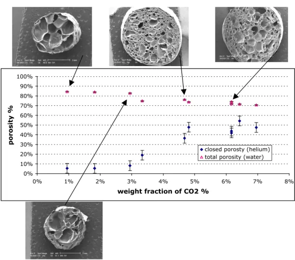 Figure 7 : Evolution of the porosity with CO 2  fraction. Exp1.