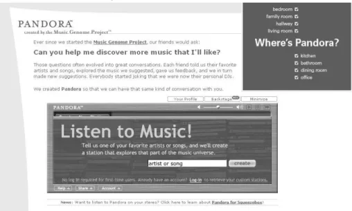 Figure 3 - the Pandora Music website 