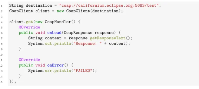 Fig. 3.2 presents the Californium Architecture. To ease the reading, in the following description Java class names are used ignoring whether it is an actual class, abstract class or interface name.