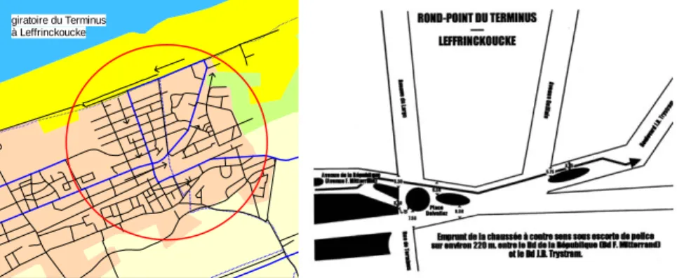 Figure 11 - Itinéraire TE au giratoire du Terminus à Leffrinckoucke 