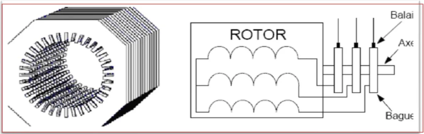 Figure II.1: Structure du stator et des contacts rotoriques de la GADA [4]. 