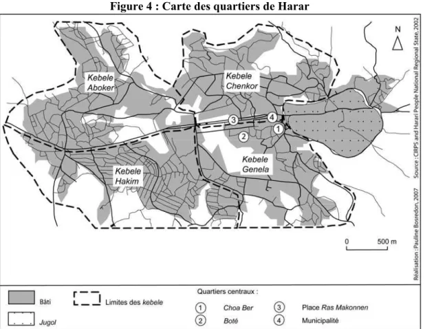 Figure 4 : Carte des quartiers de Harar 
