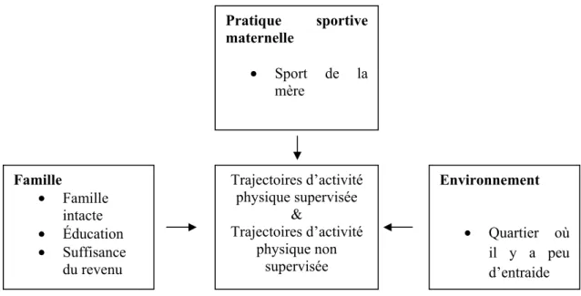 Figure 3: Effet des variables familiales, environnementales et de la pratique sportive maternelle