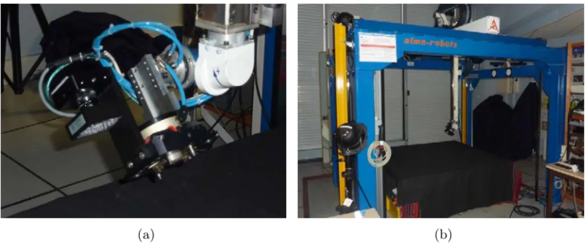 Figure 5.1 – Experimental setup. The Point Grey Dragonfly2 greyscale camera Fig. (a) and the 6-DOFs Gantry robot Fig