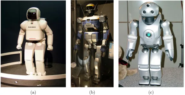 Figure 1.10 – Les robots humanoïdes japonais (a) Asimo de Honda en 2000. (b) HRP-2 de Kawada industries en 2003