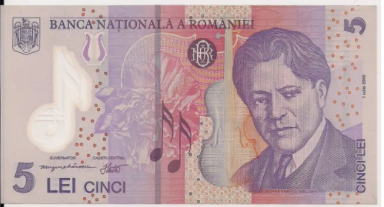 Fig. 1.13, George Enescu sur un billet de banque  roumain. 