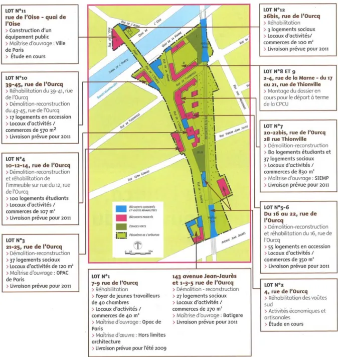 Figure 6 : le secteur Ourcq-Jaurès (document Semavip, sept 2008) 