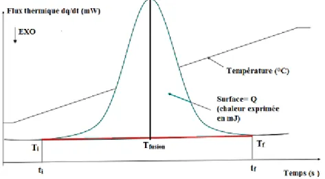 Figure 2. 5 : Détermination de l’enthalpie de fusion à partir de la DSC 