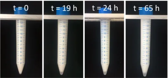 Fig. 1 Images of W/O emulsions as function of storage time