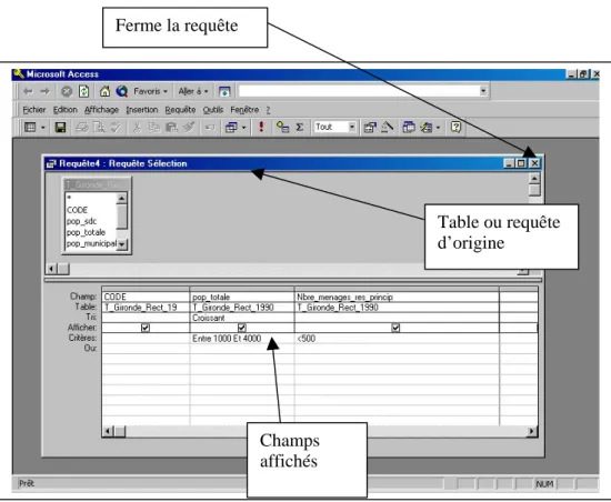 Table ou requête  d’origine 