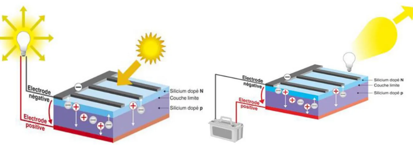 Figure I.3: Les effets photoélectrique et électroluminescent . 