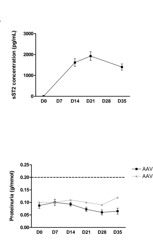 Figure 6  D0 D7 D14 D21 D28 D350100020003000sST2 concentration (pg/mL) D0 D7 D14 D21 D28 D350.000.050.100.150.200.25 AAV8-hST2AAV8-GFPProteinuria (g/mmol)A B 