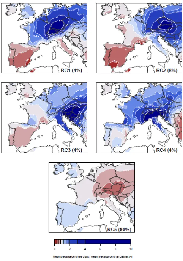 FIGURE  4.  Ratio  between  the  mean  precipitation  amount  of  each  Austrian  rainfall  classes and the general mean precipitation amount (considering all rainfall classes) 