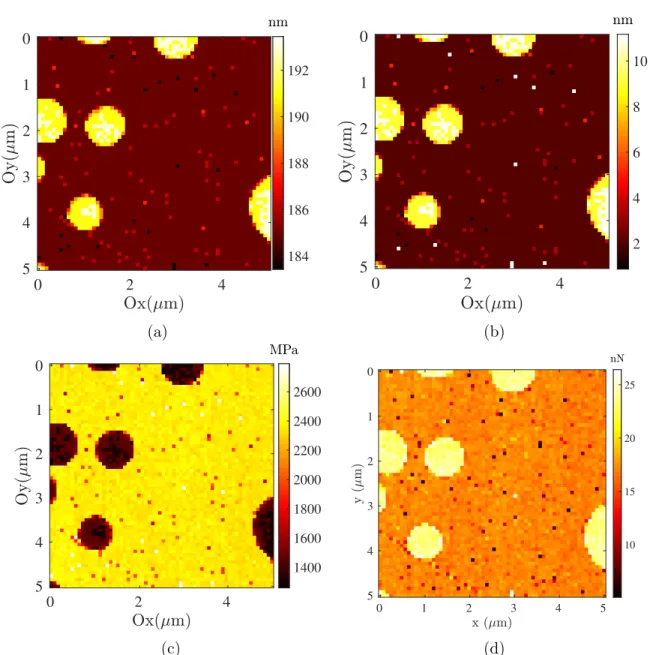Figure A1: The PF-QNM modality proposed by Bruker provides different mechanical characterizations based on the AFM scan discussed in the main text of the manuscript, relative to the PS-LDPE sample