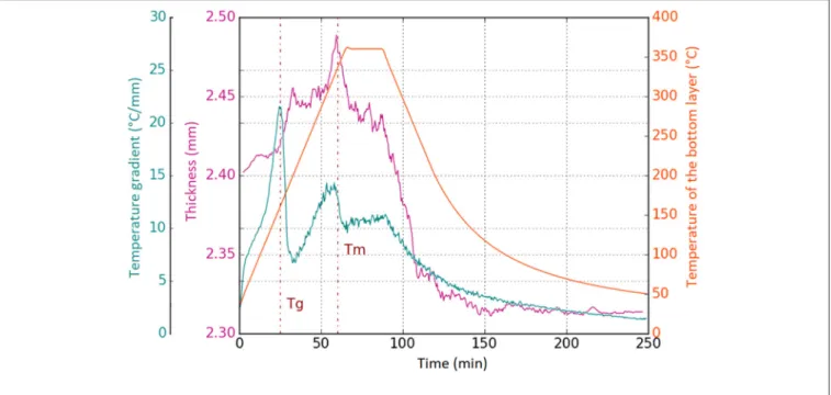 FIGURE 5 | Results of average temperature gradient and thickness against time.