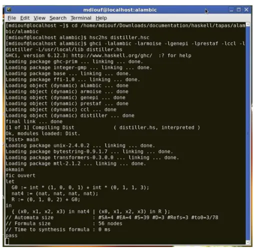 Fig. 4.3 – R´esultat de l’ex´ecution de TaPAS dans Haskell