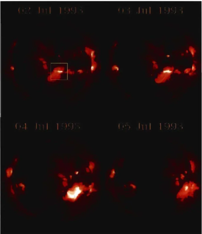 Figure  1.4:  A  sequence  of  a  fiaring  region  observed  in  X-rays  by  Yohhoh. 